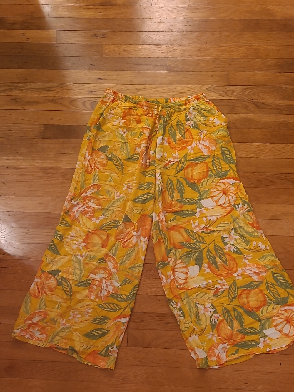 RACHEL Rachel Roy Yellow Floral Wide-Leg Pants
